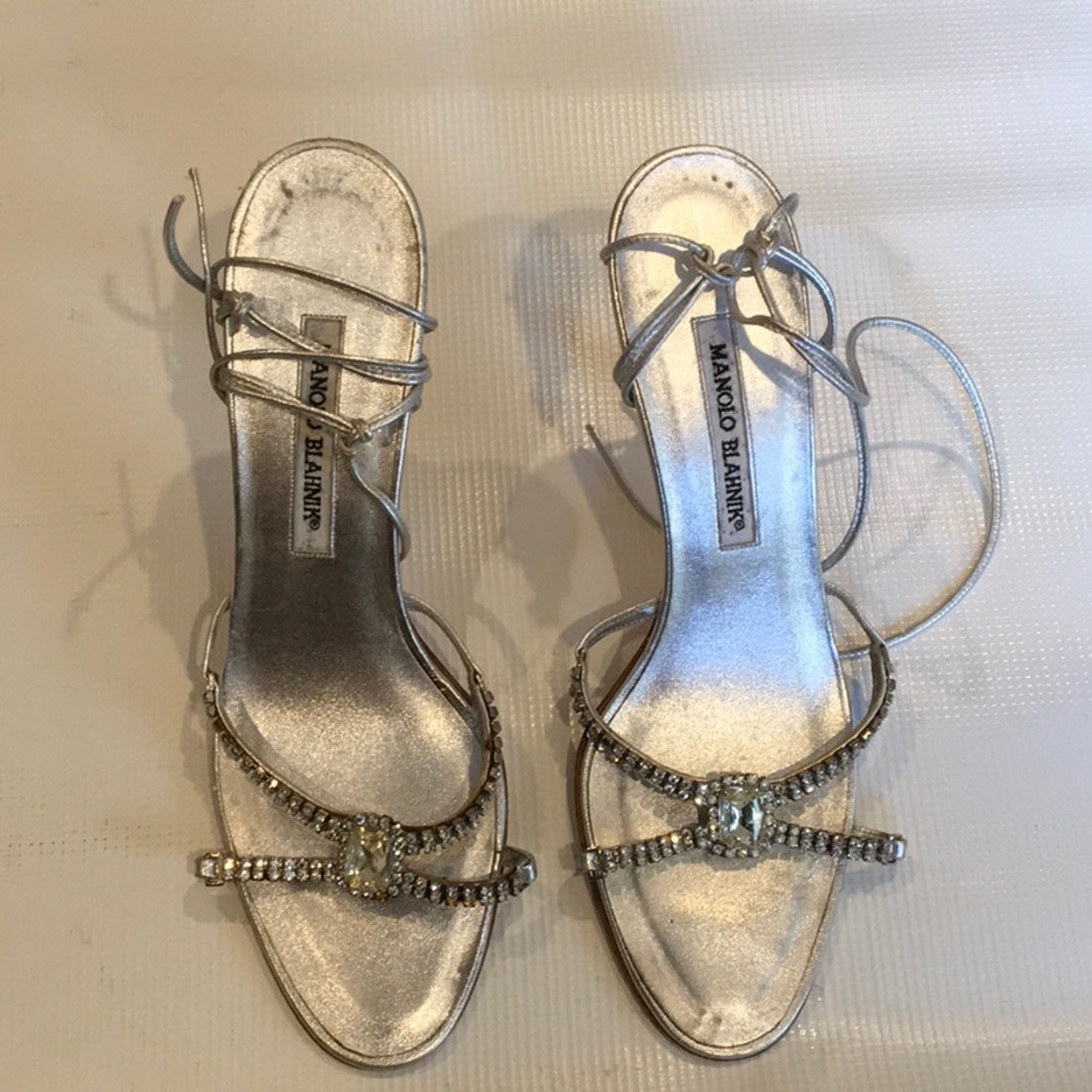 Manolo Blahnik silver sandals
